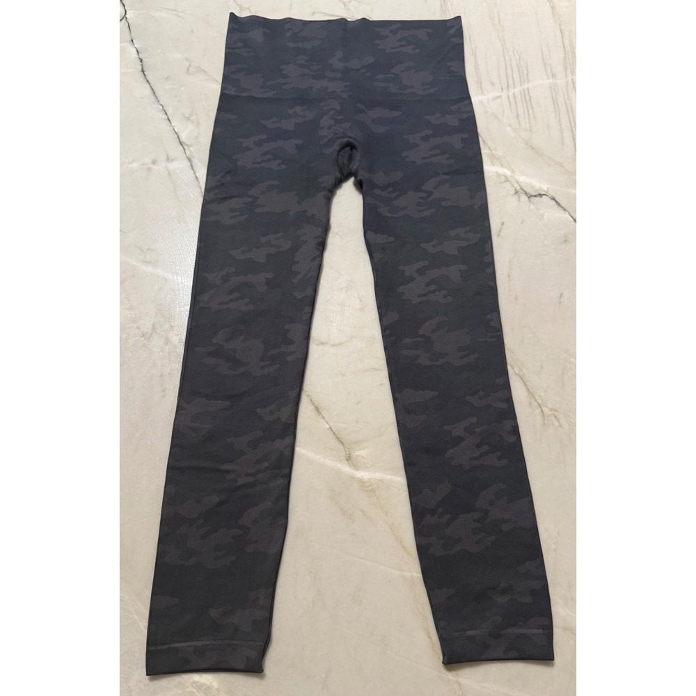 Spanx Look At Me Now Seamless Leggings 1X Black Charcoal Camo High Rise
